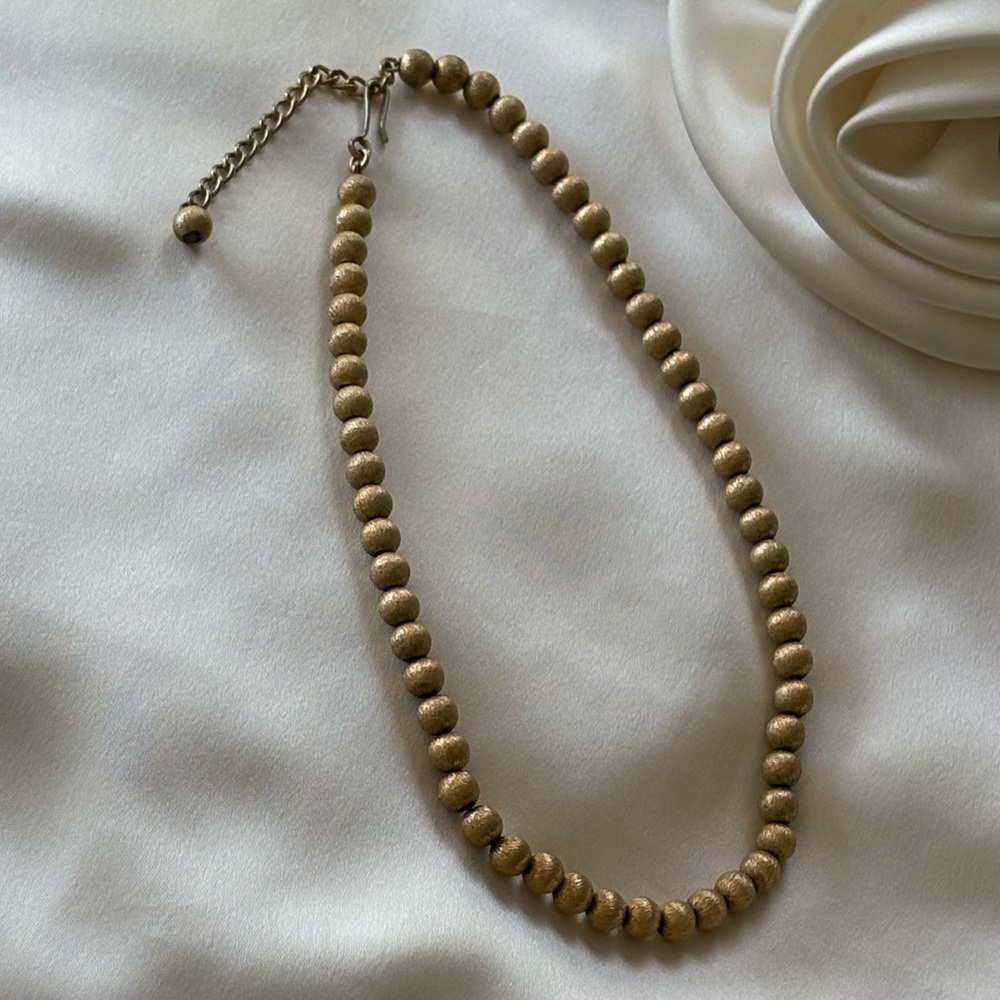 💛 Vintage Napier Textured Gold-Tone Bead Necklace | Mid-Century Jewelry